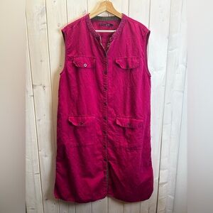 Gudrun Sjoden Lagenlook Linen Cotton Dress Size L Pink Summer Coastal